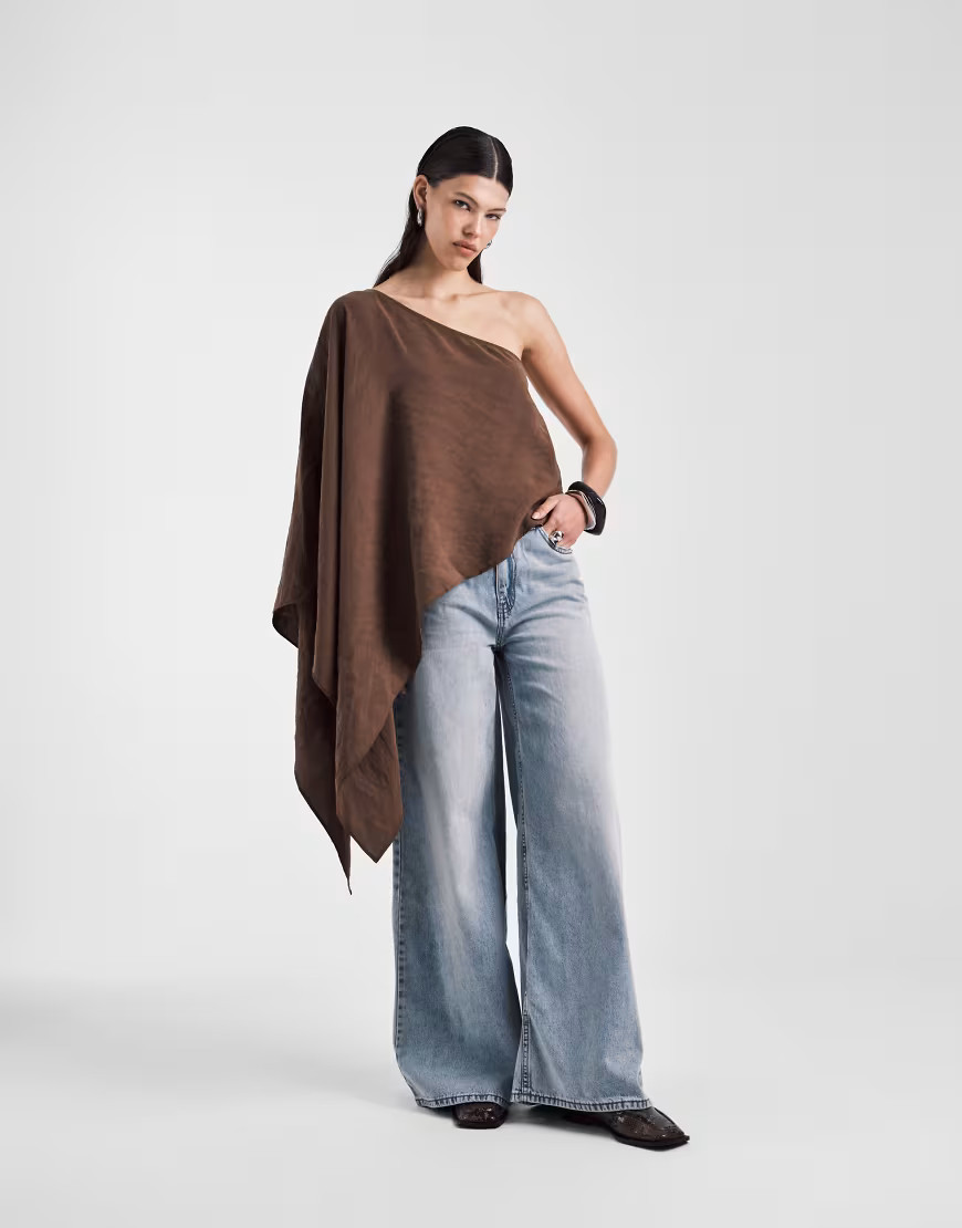 ASOS DESIGN high waist wide leg jeans in vintage wash-Blue | ASOS (Global)