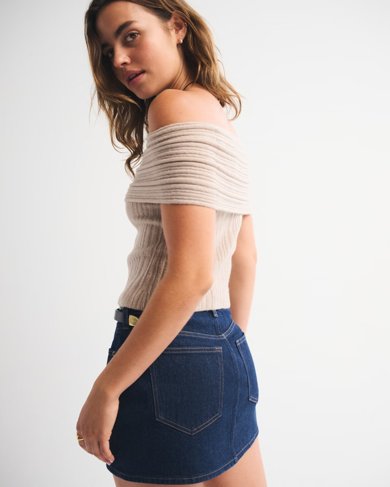 Women's Ribbed Foldover Off-The-Shoulder Sweater Top | Women's Tops | Abercrombie.com | Abercrombie & Fitch (US)