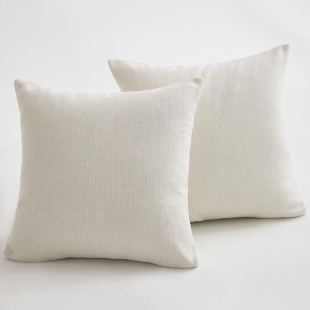 Sunday Praise Linen Decorative Throw Pillow Covers Solid Color Square Pillow Cases 16x16 Inches C... | Amazon (US)