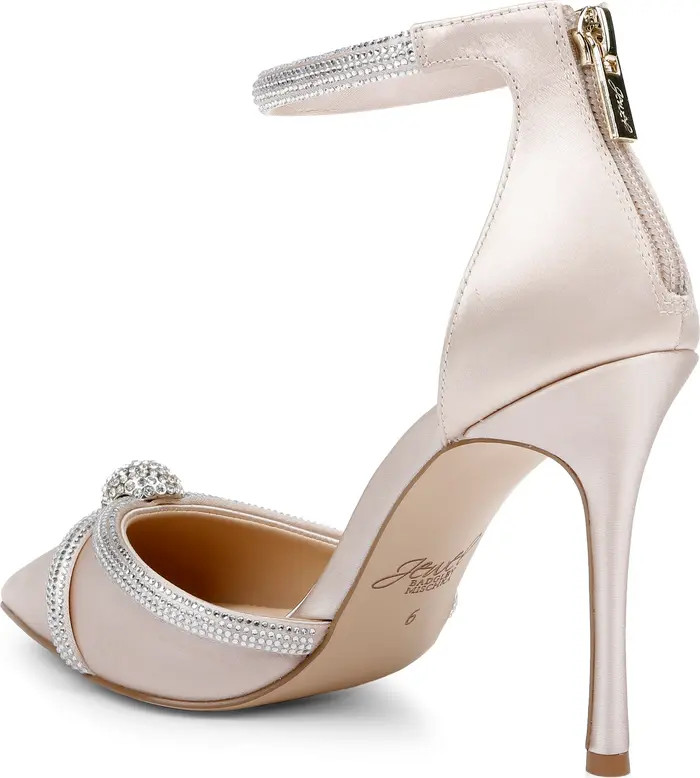Jewel Badgley Mischka Geena Crystal Embellished Pointed Toe Ankle Strap Pump (Women) | Nordstromr... | Nordstrom Rack