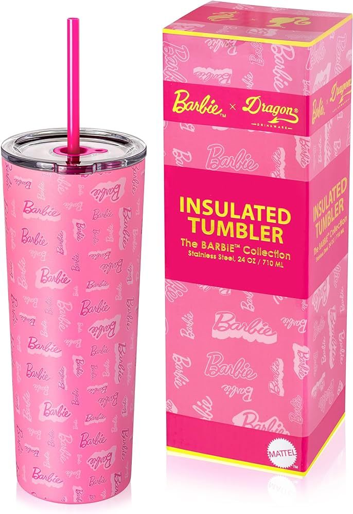 Dragon Glassware x Barbie Tumbler, Stainless Steel Vacuum Insulated Water Bottle, Comes with Lid ... | Amazon (US)