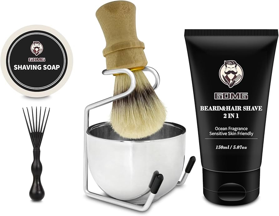 Shaving Brush 100% Bamboo Handle Boar Bristle Gifts Sets for Men，Gifts Idea for Men's Daily Gro... | Amazon (US)