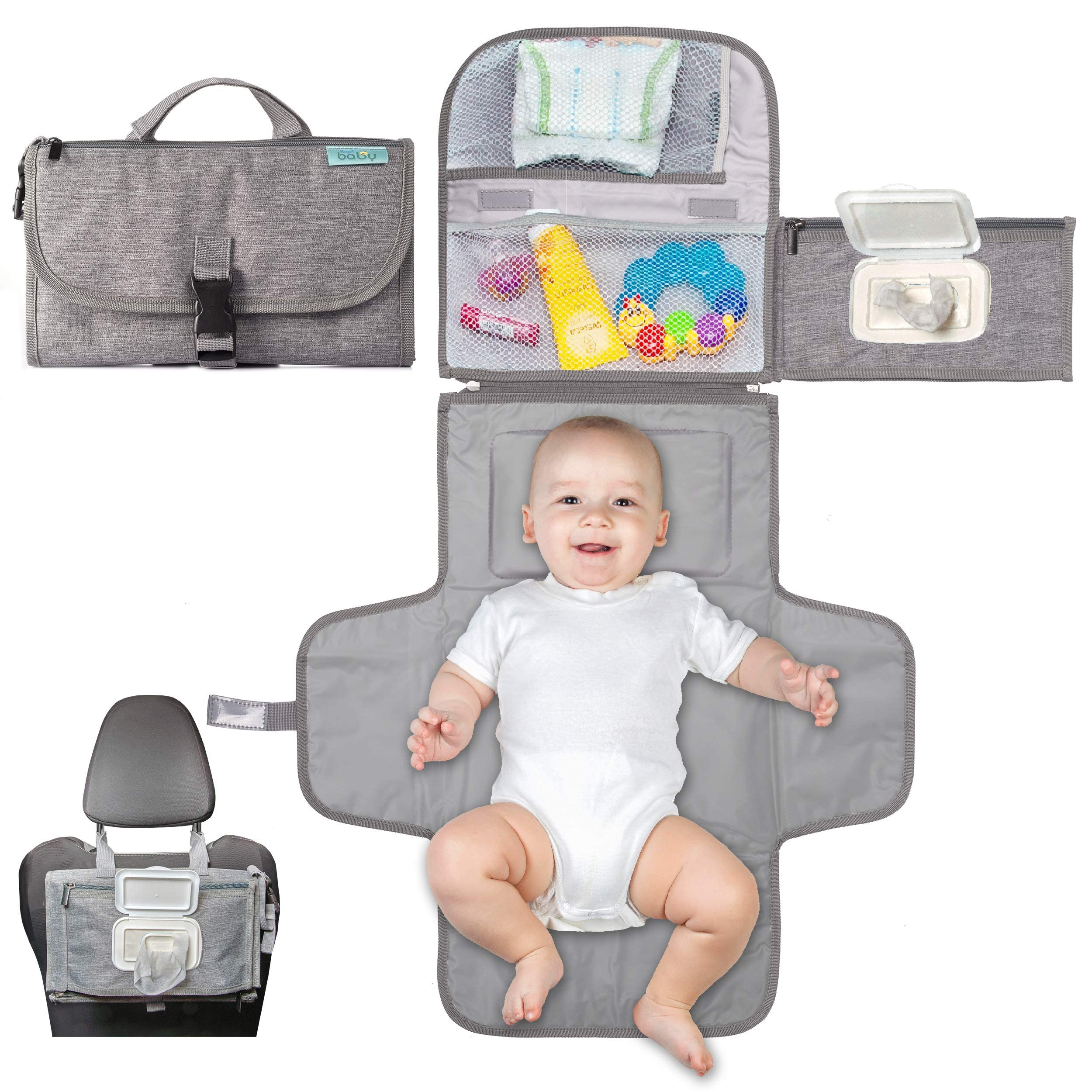 Kopi Baby Portable Diaper Changing Pad - Baby Diaper Changer Travel Bag with Wipes Pocket, Smart ... | Amazon (US)