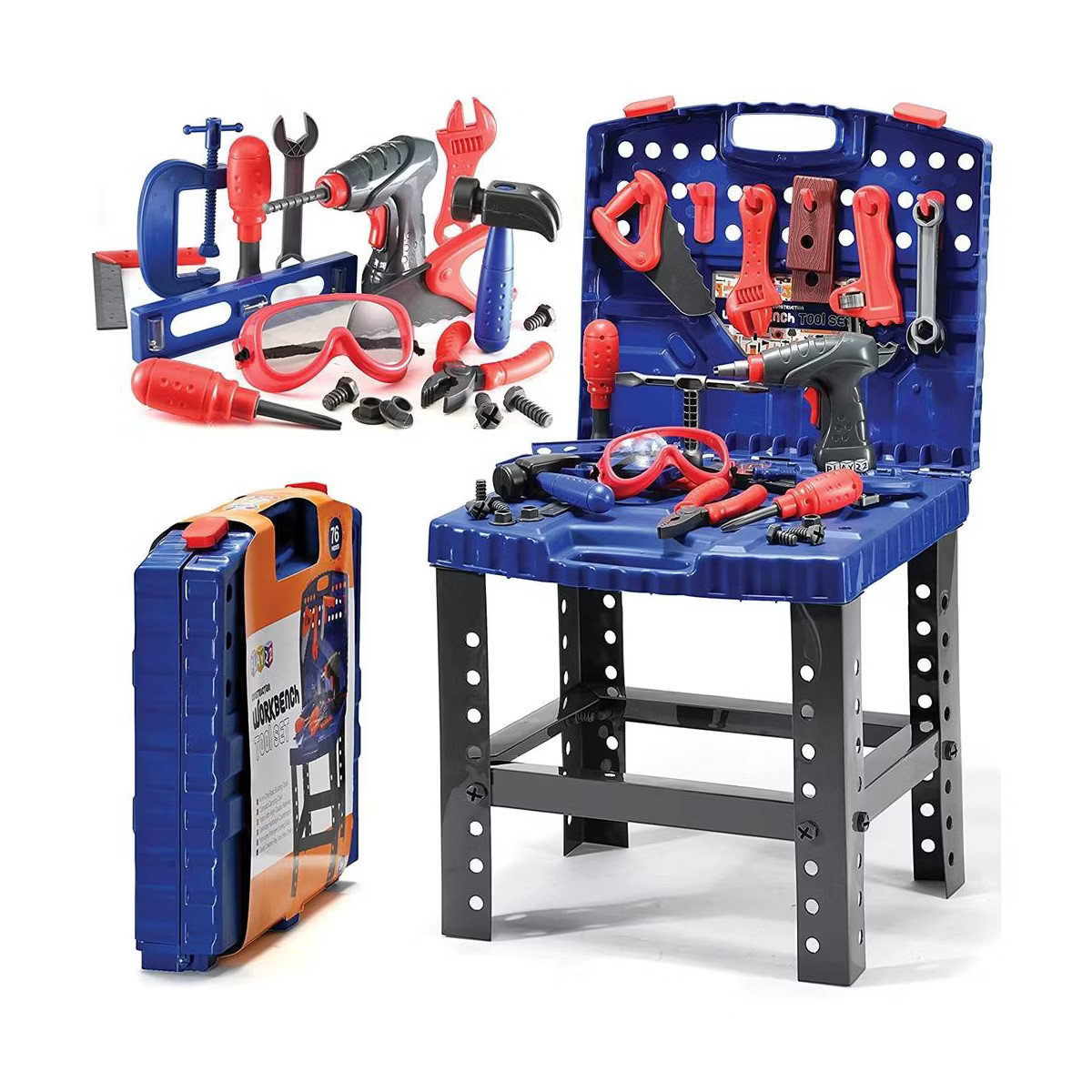 76 Pcs Kids Tool Bench Set, Foldable Toddler Tool Set with Electronic Play Drill, STEM Educationa... | Target