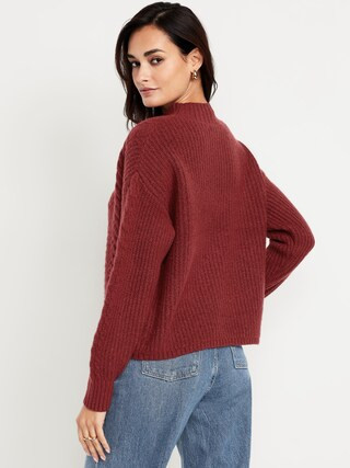 SoSoft Cropped Mock-Neck Cable Sweater | Old Navy (US)