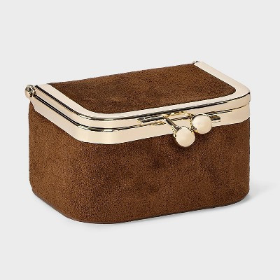 Small Kiss Lock Frame Travel Jewelry Storage Case - A New Day™ Brown | Target