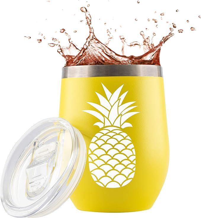 Pineapple Gifts for Women - Wine/Coffee Insulated Stainless Steel Vacuum Insulated Travel Wine Tu... | Amazon (US)
