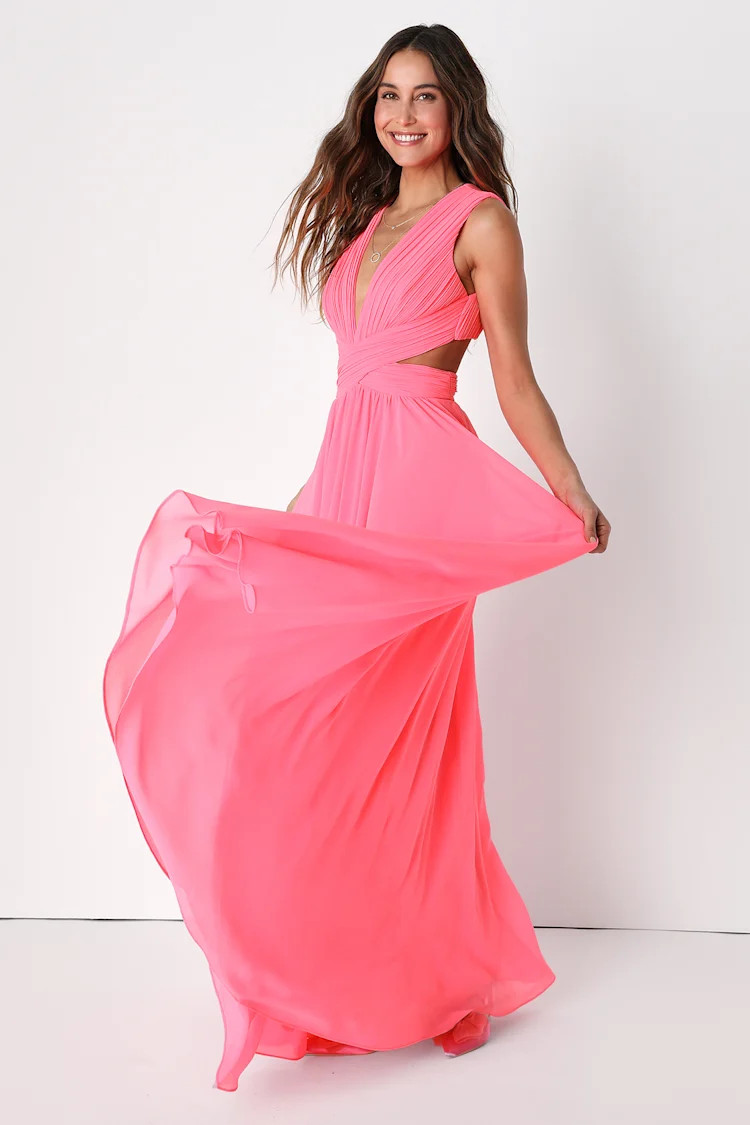 Vivid Imagination Neon Pink Cutout Maxi Dress | Lulus (US)