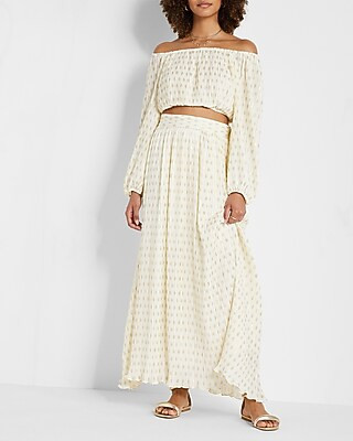 Rachel Zoe High Waisted Metallic Pleated Maxi Skirt | Express