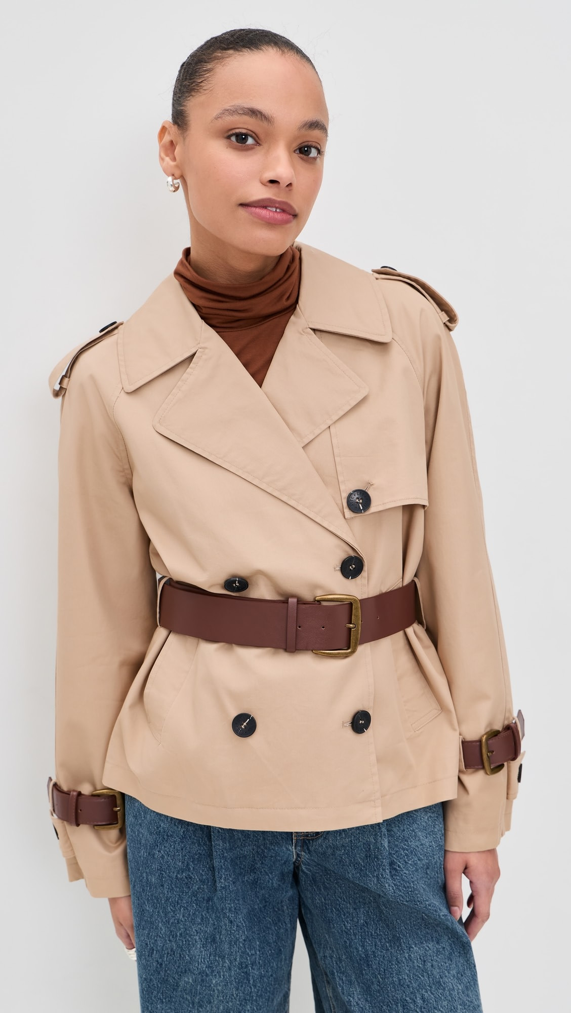 Short Trench Coat with Leather Belt | Shopbop