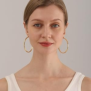 4mm Thick Gold Chunky Earrings Steling Silver Post Hoops Earrings For Women Hollow Tube Hoops Ear... | Amazon (US)