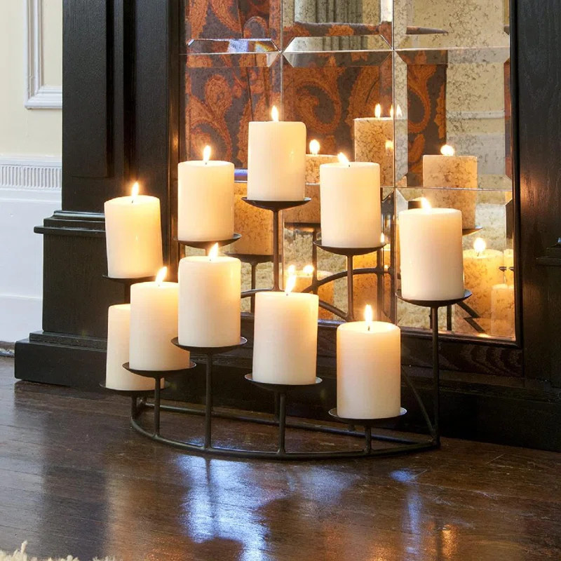 10 Candle Wrought Iron Candelabra, Matte Black | Wayfair North America