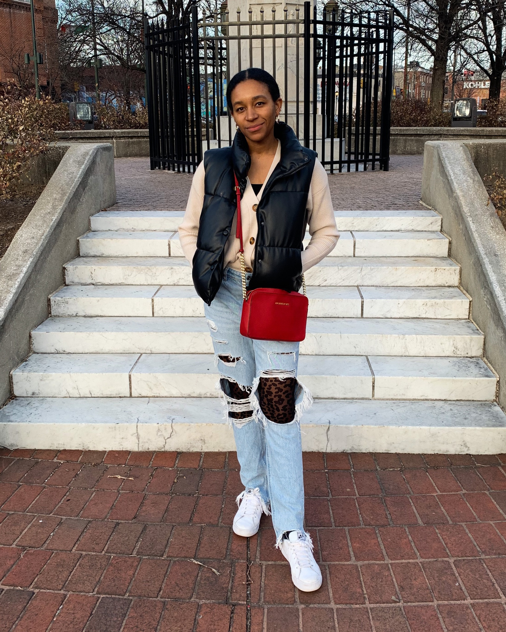 You know my obsession with this faux leather vest! I can’t find the Red Cross body bag but I found it in black. 

#LTKstyletip #LTKSeasonal #LTKunder100