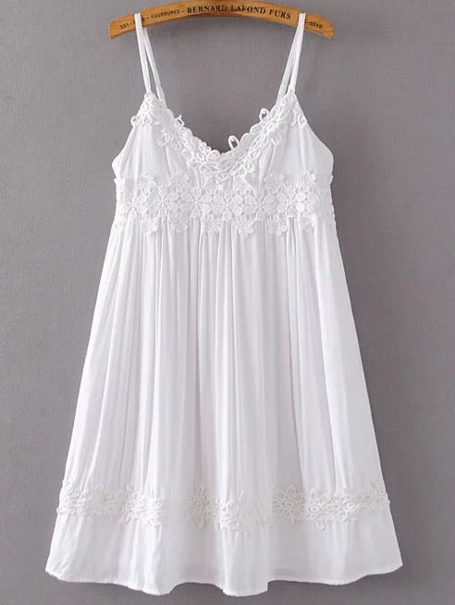 Contrast Lace Applique Cami Dress | SHEIN