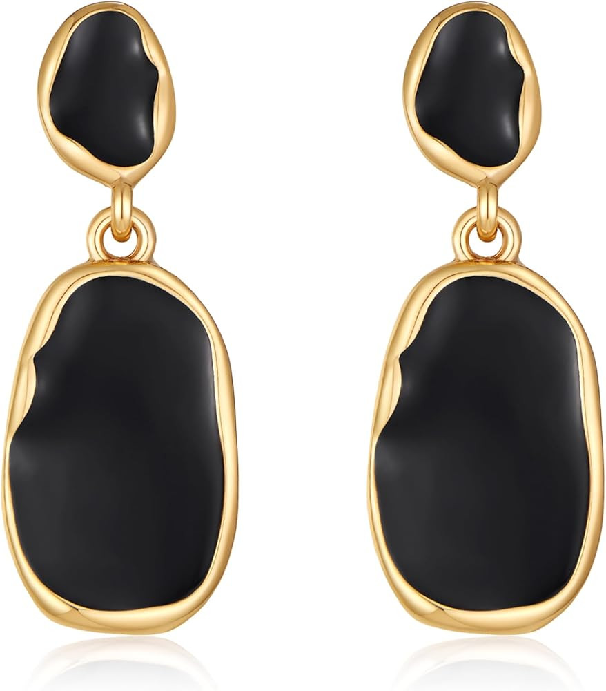 Black Dangle Earrings for Women Gold Irregular Earrings Black And Gold Jewelry Fashion Accessorie... | Amazon (US)