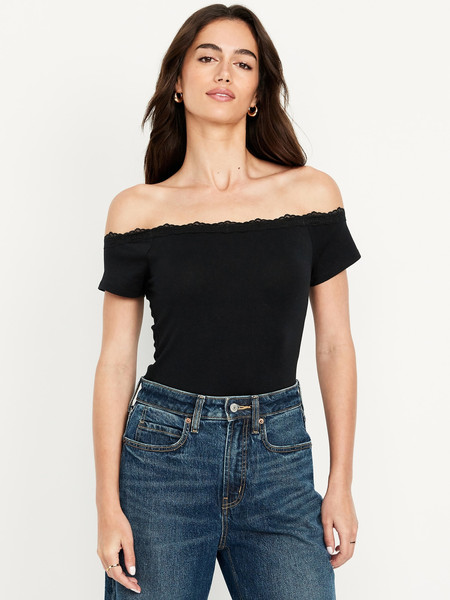 Off-Shoulder Lace-Trim Top | Old Navy | Old Navy (US)