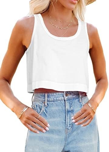 Aoysky Womens Cotton Crop Tops Casual Loose Tank Top Sleeveless Basic Cropped Athletic Yoga Worko... | Amazon (US)