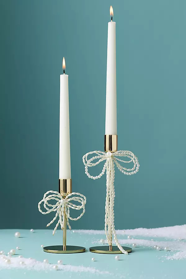 Gold & Pearl Bow Candle Holder | Anthropologie (US)