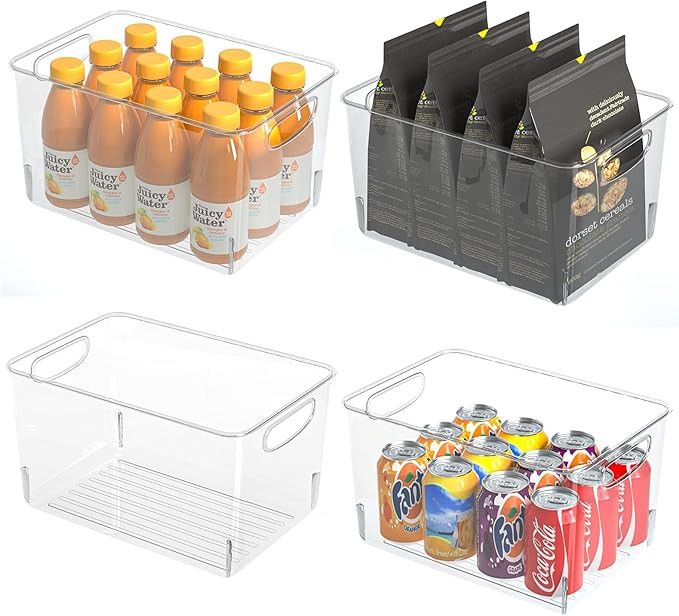 Clear Plastic Refrigerator Organizer Bins - Kitchen Pantry Storage Bins for Fridge Freezer Cabine... | Amazon (US)