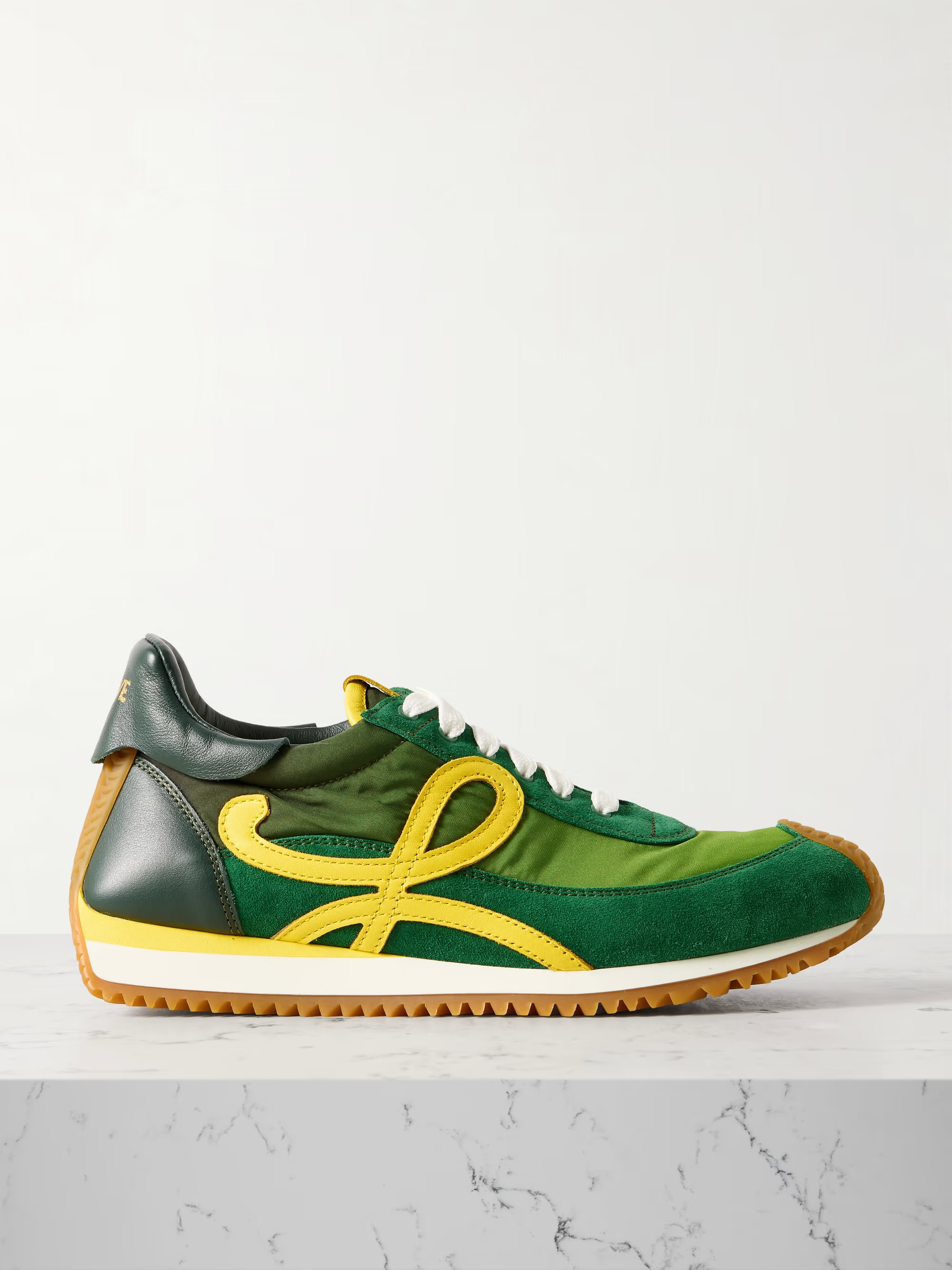 Flow Runner 2.0 leather-trimmed shell and suede sneakers | NET-A-PORTER (US)