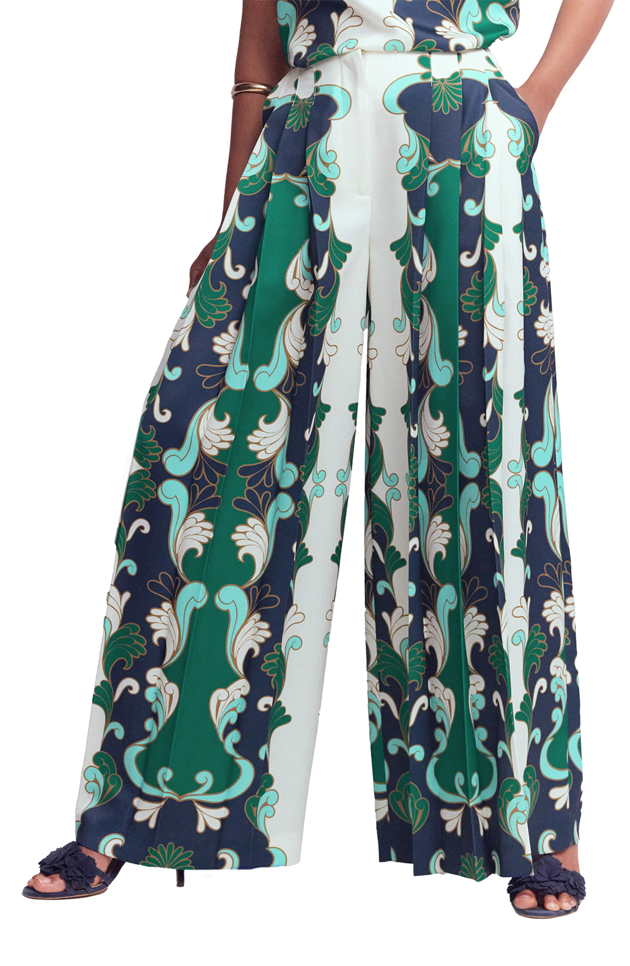 Boden Regent Paisley Wide Leg Pants (Women) | Nordstrom | Nordstrom