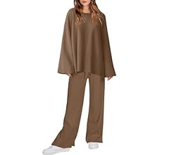 ANRABESS Women 2 Piece Outfits Sweatsuit Oversized Knit Pullover and Drawstring Wide Leg Pants Sw... | Amazon (US)