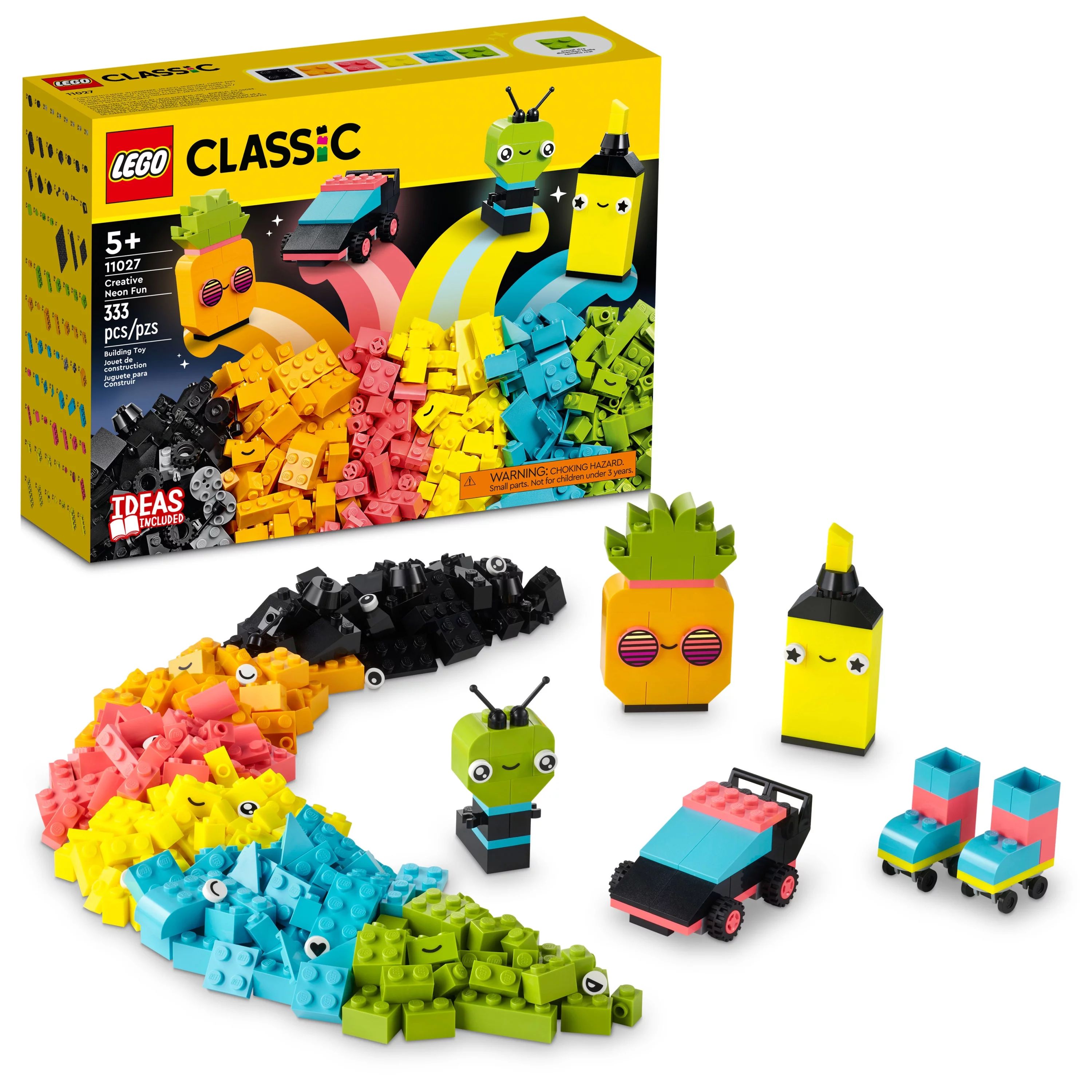 LEGO Classic Creative Neon Colors Fun Brick Box Set 11027, Building Toy to Create a Car, Pineappl... | Walmart (US)