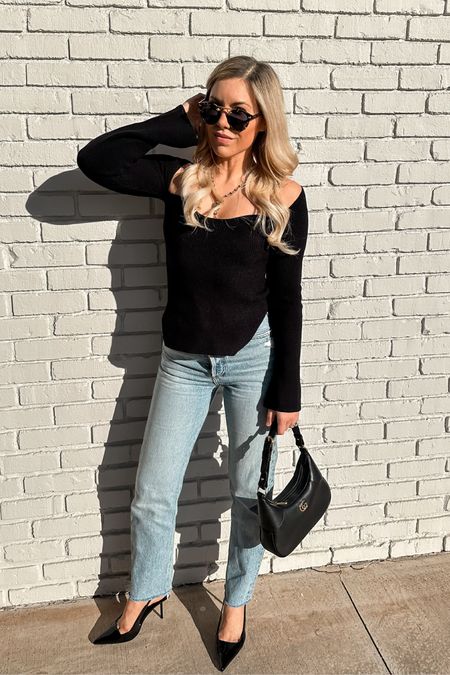 Black top
Jeans
Denim
Agolde jeans
Resort wear
Vacation outfit 
Date night outfit 

Spring outfit
#ltkseasonal
#ltkover40
#ltku 
#LTKfindsunder50 #LTKfindsunder100 #LTKitbag