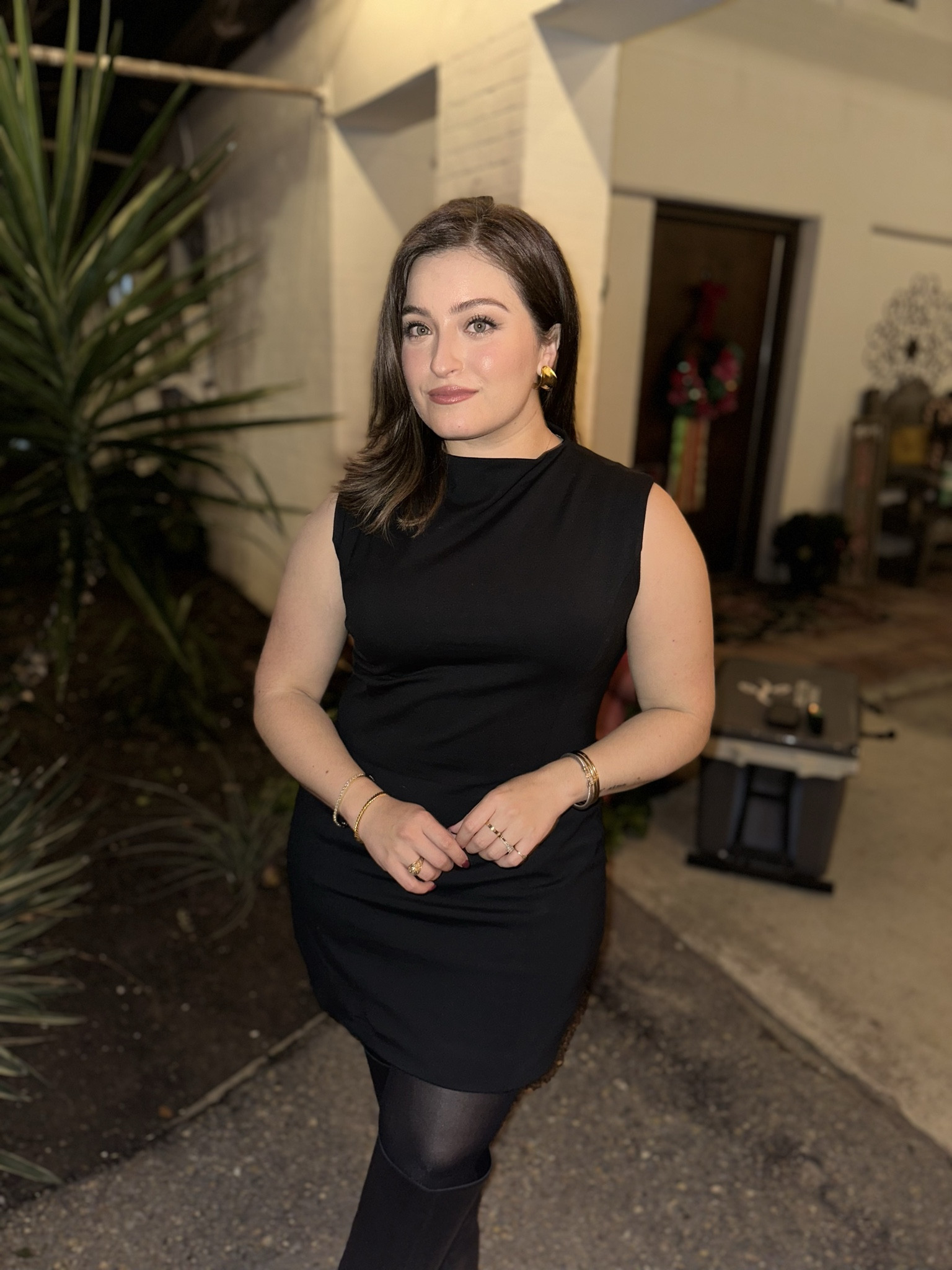 A modern little black dress for an elegant touch to any occasion.🖤💫 I’m only 5’1, so I decided to hem my dress mid-thigh for a more youthful look. I love the way it turned out, and especially paired with sheer black tights and black boots for an edgy, monochromatic look.

#LTKfindsunder100 #LTKstyletip #LTKparties