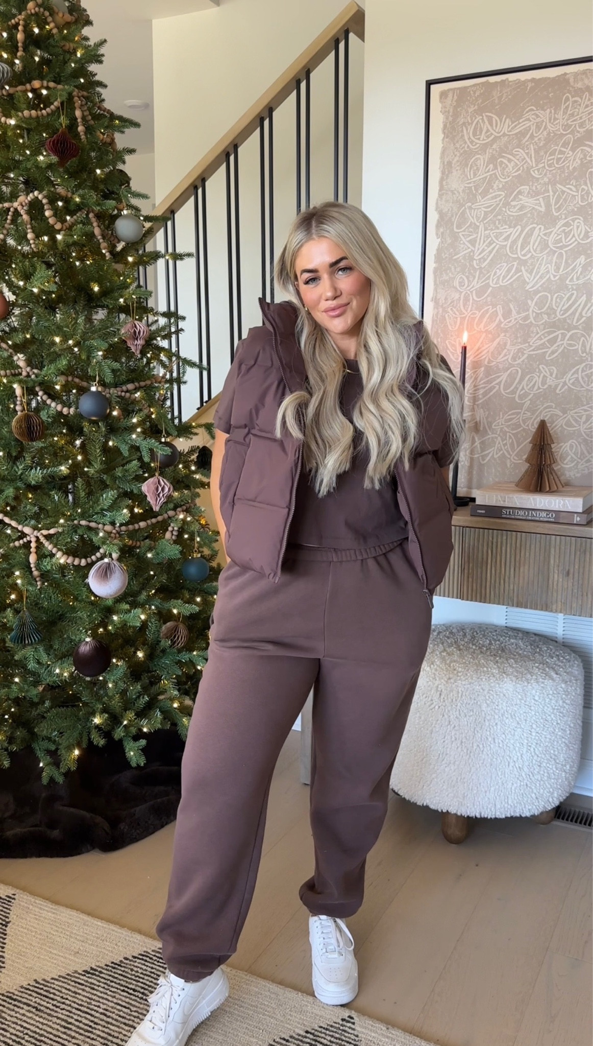 Nuuds lounge> 🤎☕️ I am in a XL in bottoms and medium in top! I am in color coffee #nuuds #puffervest 

#LTKmidsize #LTKstyletip