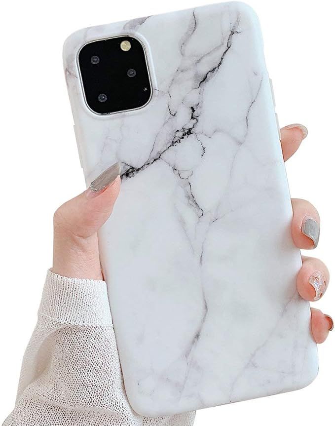 for New iPhone 11 Pro Max Cool Case, White & Grey Marble Pattern Design, Slim Fit Clear Soft TPU ... | Amazon (US)