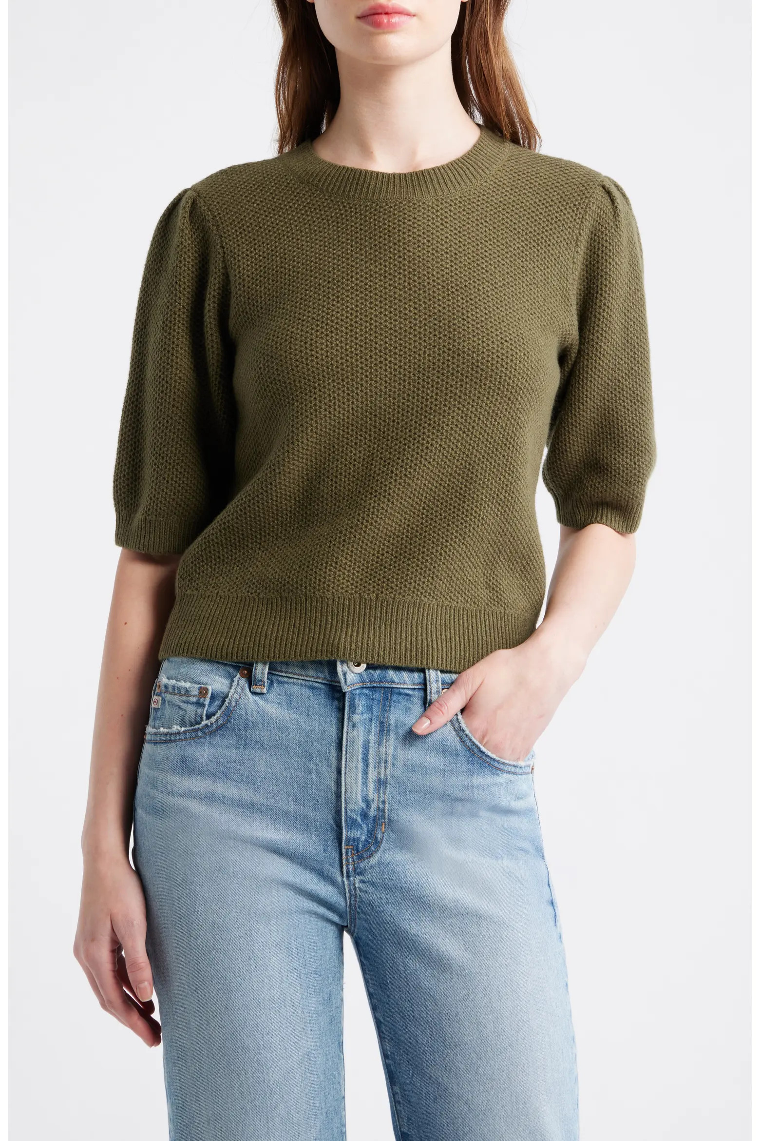 Puff Sleeve Textured Merino Wool Blend Sweater (Women) | Nordstrom | Nordstrom