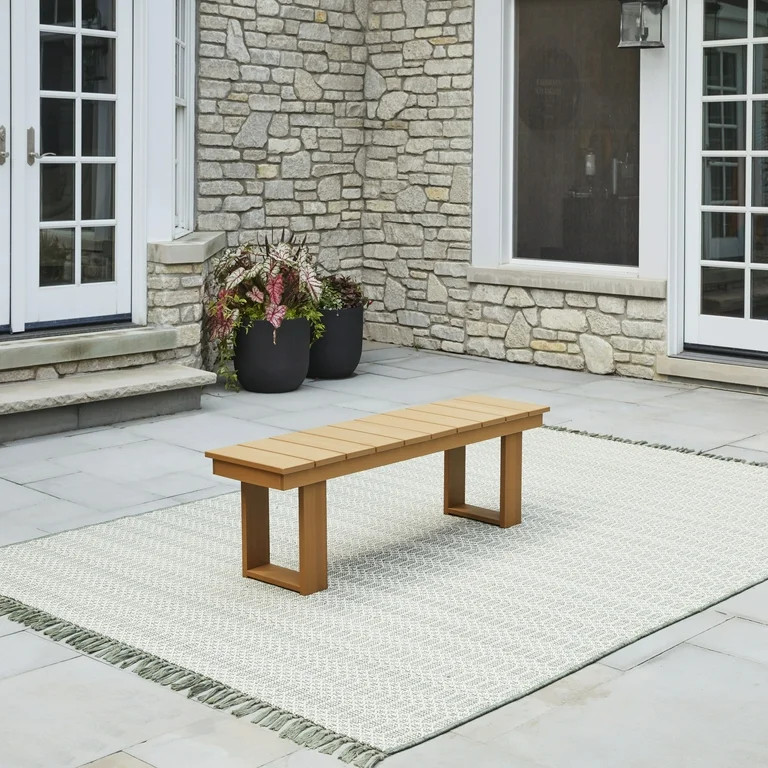 Better Homes & Gardens Ezra Outdoor HDPE Dining Bench, Teak | Walmart (US)
