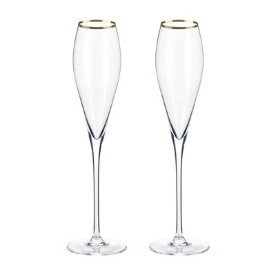 Belmont Gold-Rimmed Crystal Champagne Flutes | Wayfair North America
