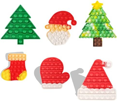 BINGLALA 6Pcs Pop Christmas Push Bubble Sensory Fidget Toys Simple Dimple Fidget Popper Tie Dye C... | Amazon (US)