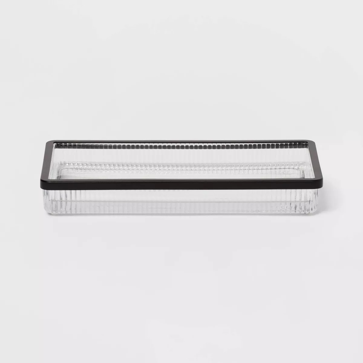 Ribbed Glass Tray Black - Threshold™: Metal & Glass Vanity Organizer, Easy to Clean | Target