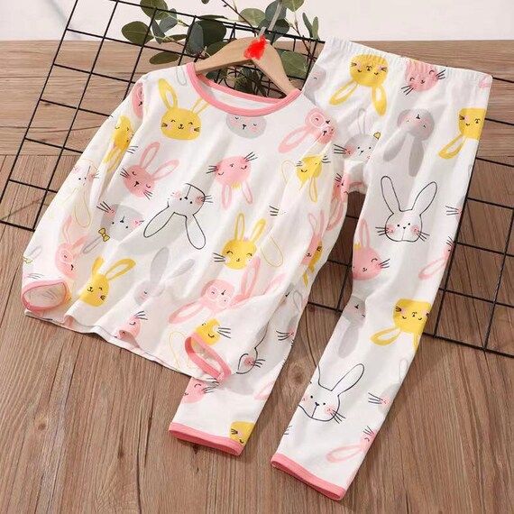 Organic cotton pajamas set-2 piece set for kids and Toddlers-cute rabbit | Etsy (US)