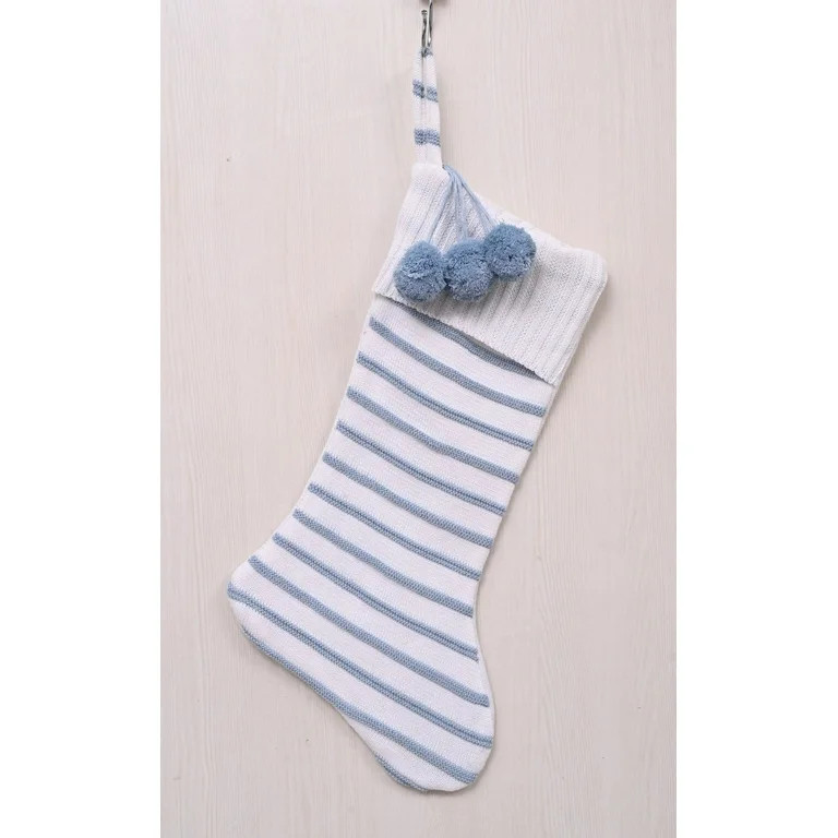 Knit Stripe Christmas Stocking, Blue and White, 21", by Holiday Time | Walmart (US)