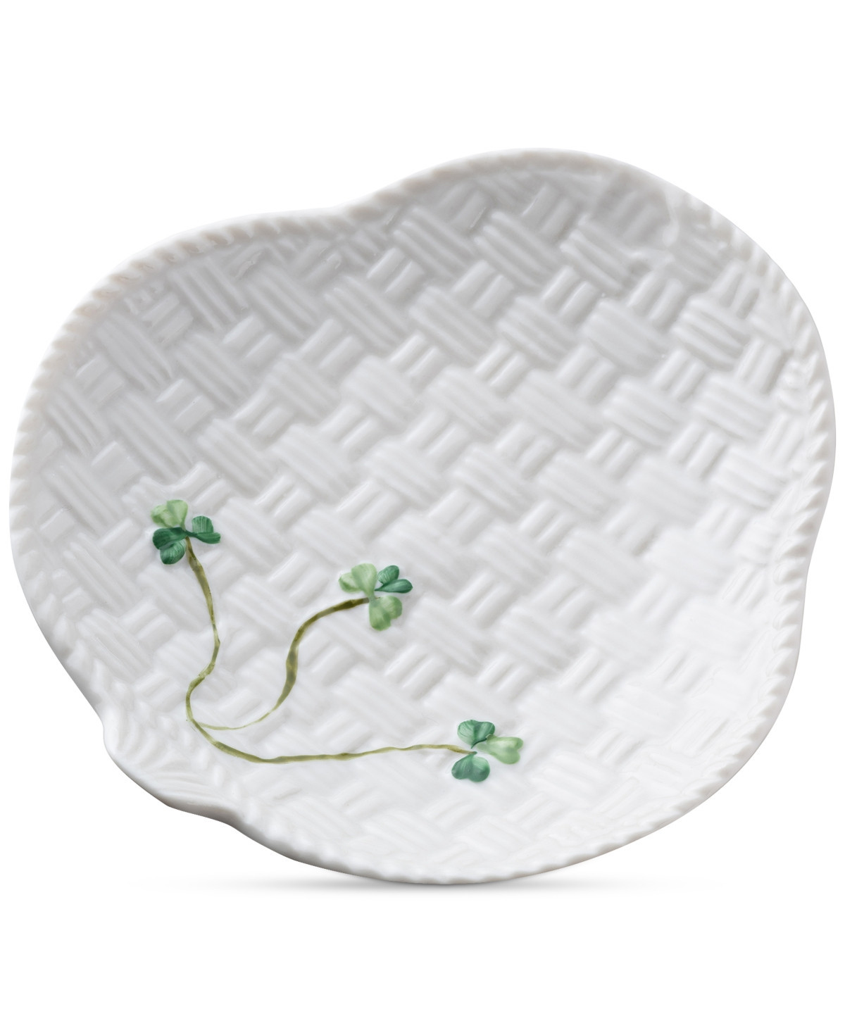 Belleek Pottery Shamrock Canape Plates, Set of 2 - Ivory/ Green | Macy's