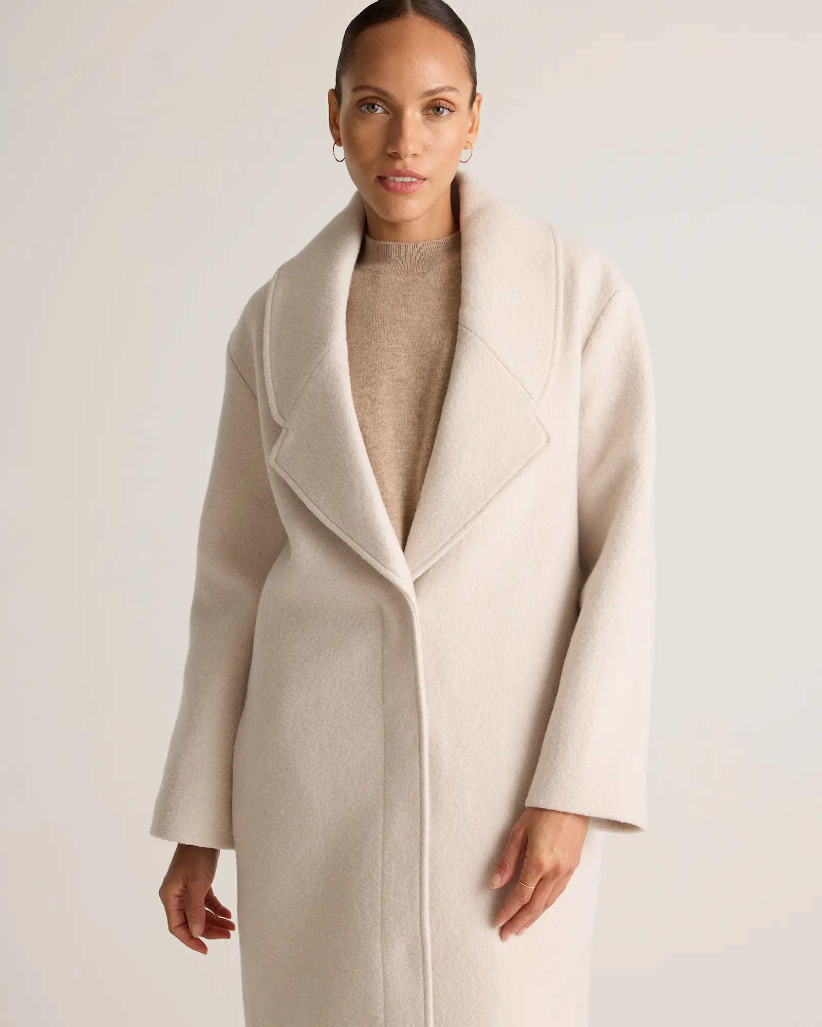 100% Merino Wool Shawl Collar Long Coat | Quince