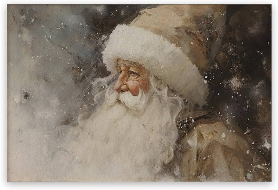 Retro Neutral Rustic Santa Poster Home Decor Christmas Posters Canvas Picture Print Vintage Winte... | Amazon (US)