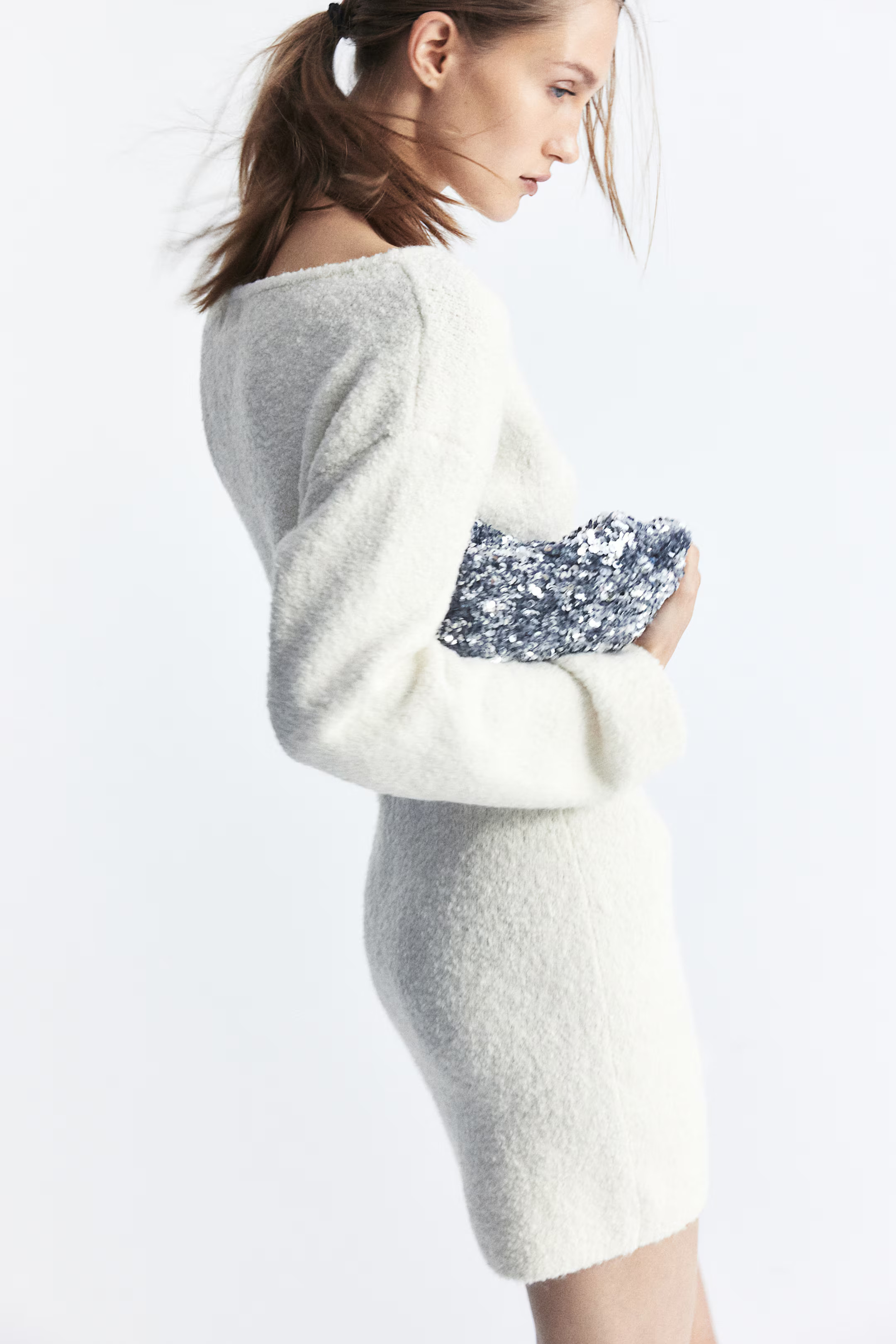 Bouclé-knit dress - Cream - Ladies | H&M GB | H&M (UK, MY, IN, SG, PH, TW, HK)