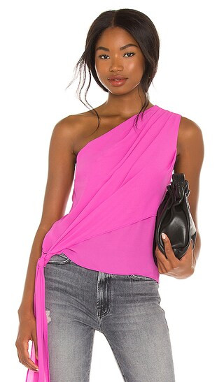 One Shoulder Tie Top in Cocktail | Revolve Clothing (Global)