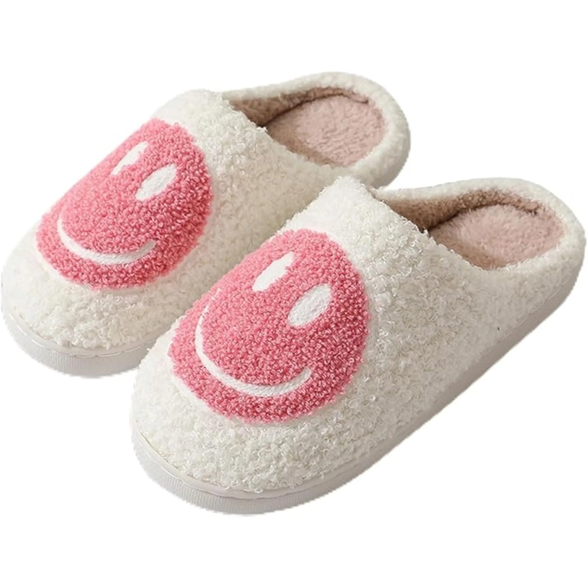 BERANMEY Cute Smile Face Slippers for Women Perfect Soft Plush Comfy Warm Slip-On Happy Face Slip... | Walmart (US)