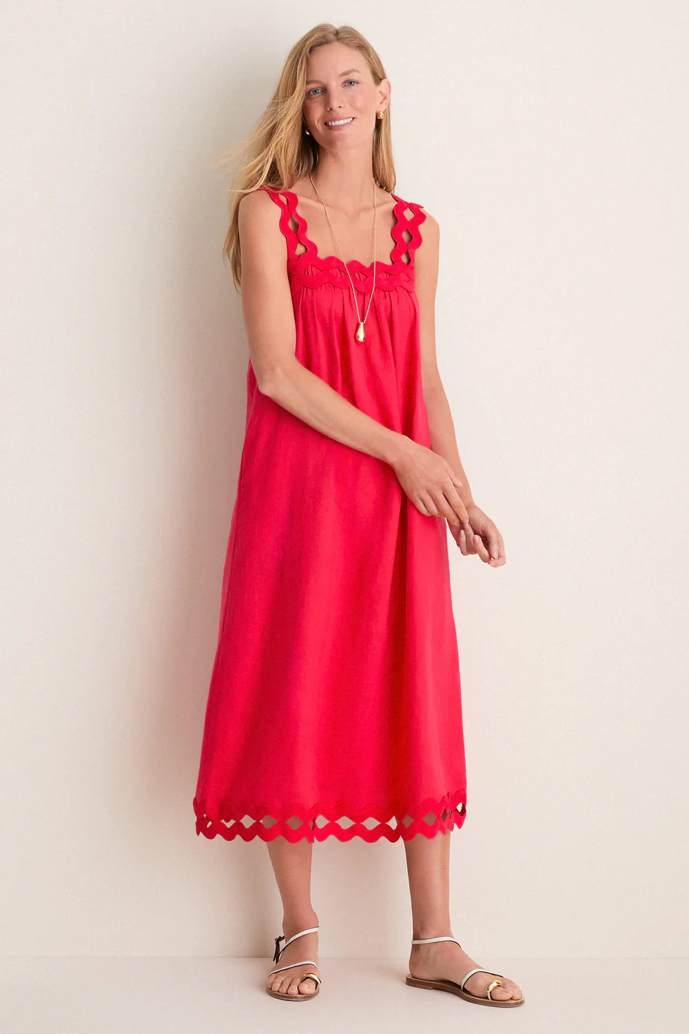 Cherry Ric Rac Linen Ellis Dress | Tuckernuck (US)