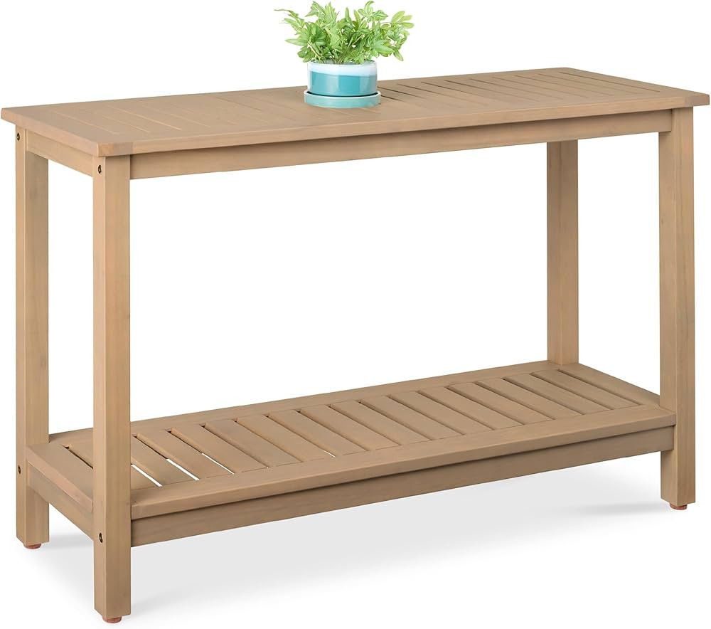 Best Choice Products 48in 2-Shelf Eucalyptus Wooden Console Table Indoor Outdoor Multifunctional ... | Amazon (US)