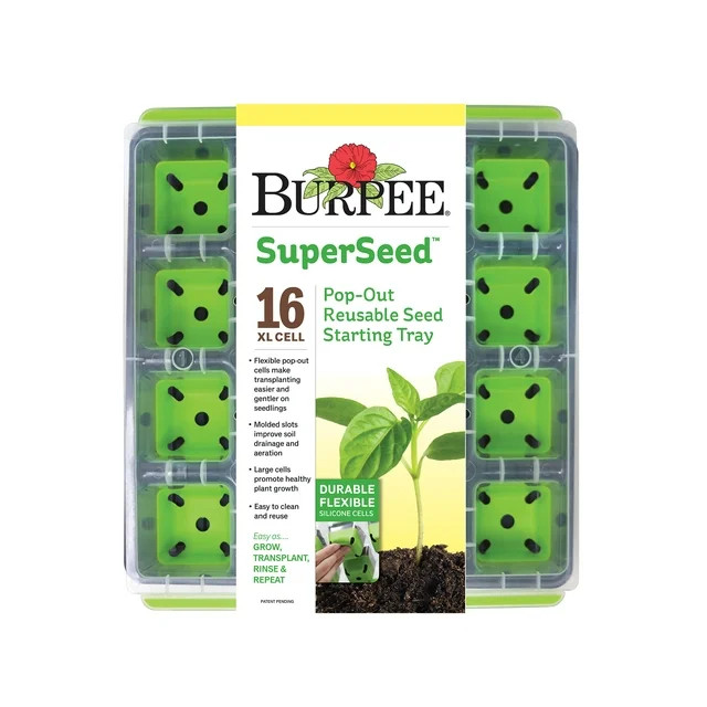 Burpee SuperSeed 16 XL Cell Seed Starting Tray - Reusable and Dishwasher Safe - Growing Tray for ... | Walmart (US)