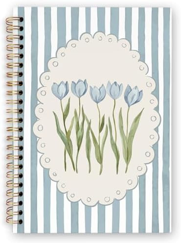 dvhdajed Grandmillennial Blue Tulip Floral Spiral Notebook,Preppy Chinoiserie Floral Journaling N... | Amazon (US)