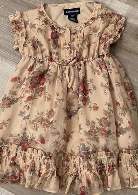 RALPH LAUREN Tan Floral Chiffon Fully Lined Dress Size 2T  | eBay | eBay US