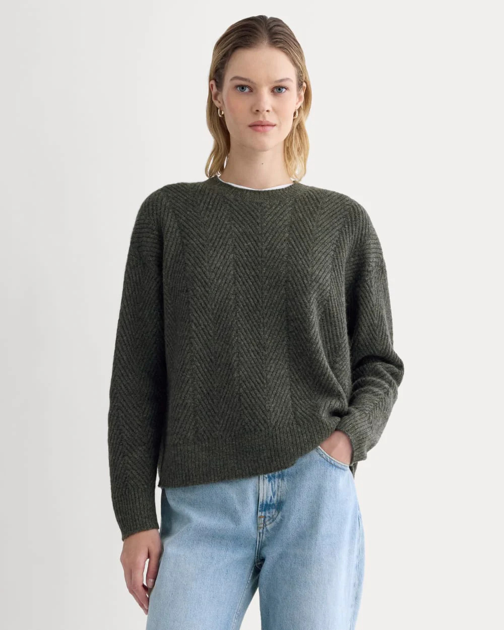 Cashmere Herringbone Sweater | Heather Charcoal | Everlane